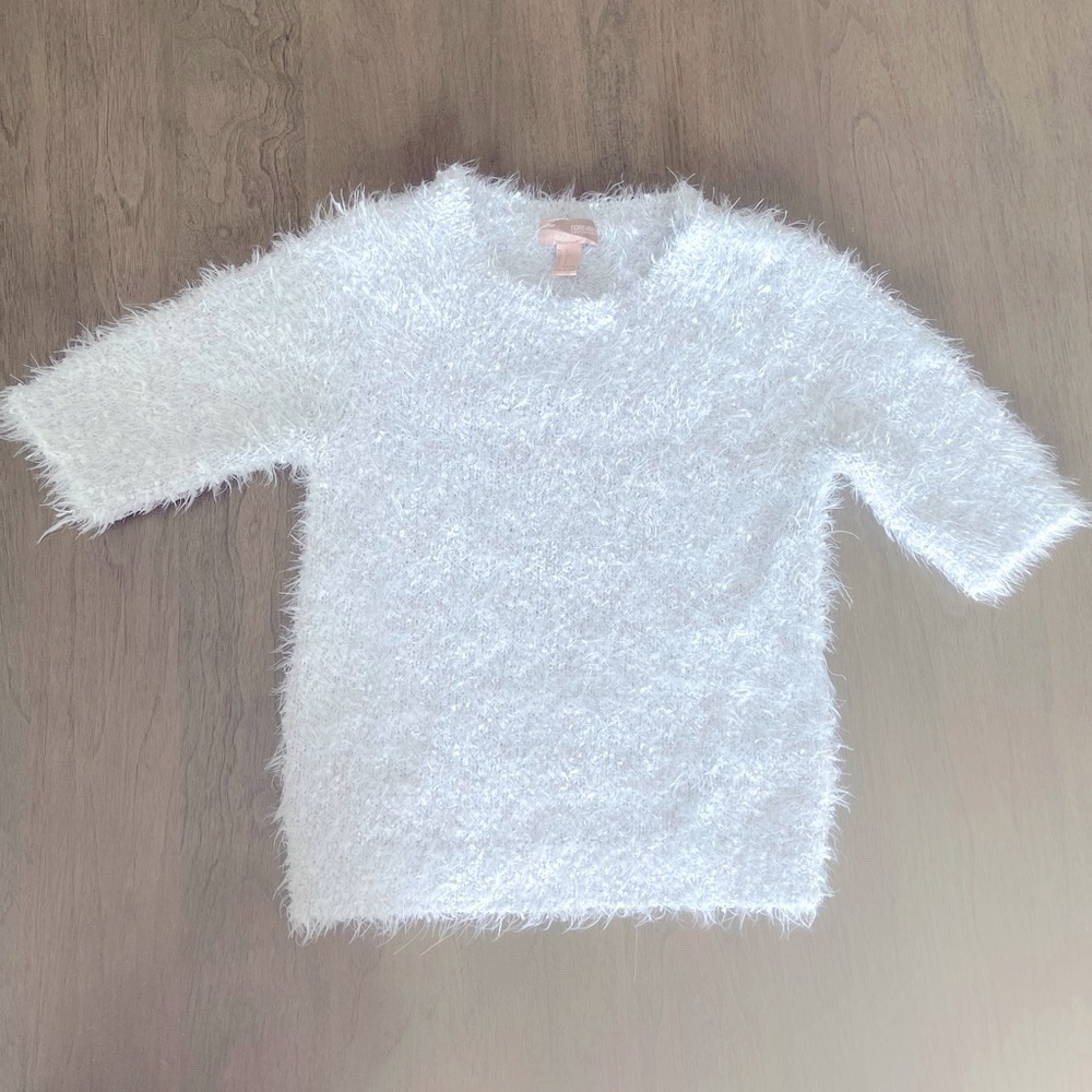 Baby Blue fuzzy short sleeve cropped top S